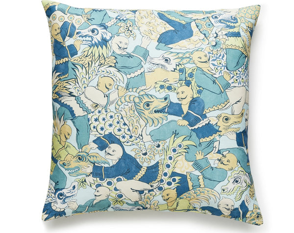 Dragon Dance Pillow Square 22X22 Summer Sage | Scalamandre