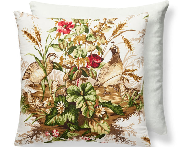 Edwin's Covey Pillow Square 22X22 Multi on White | Scalamandre