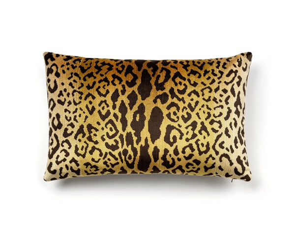 Leopardo Pillow Lumbar 22X14 Ivory, Gold & Black | Scalamandre