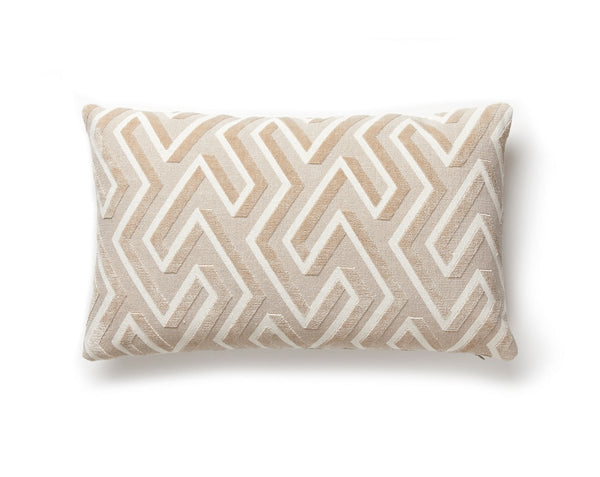 Maze Velvet Pillow Lumbar 22X14 Latte | Scalamandre
