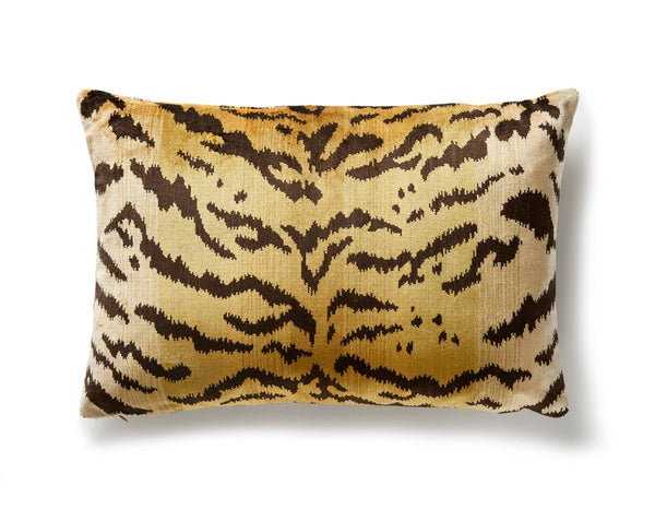 Tigre - Silk Pillow Lumbar 22X14 Ivory, Gold & Black | Scalamandre