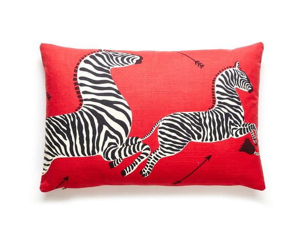 Zebras Pillow Lumbar 14X22 Masai Red | Scalamandre