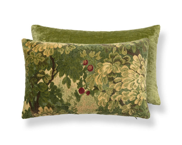 Marly / Como Pillow Lumbar 22X14 Lumbar Forest Greens / Celadon | Scalamandre