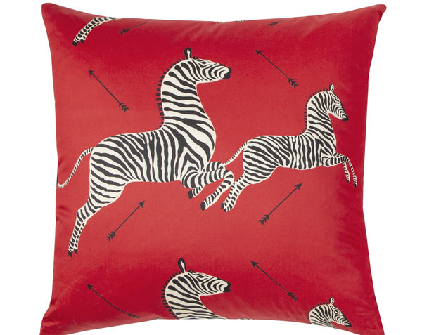Dazzle of Zebras Pillow Square 22X22 Masai Red | Scalamandre