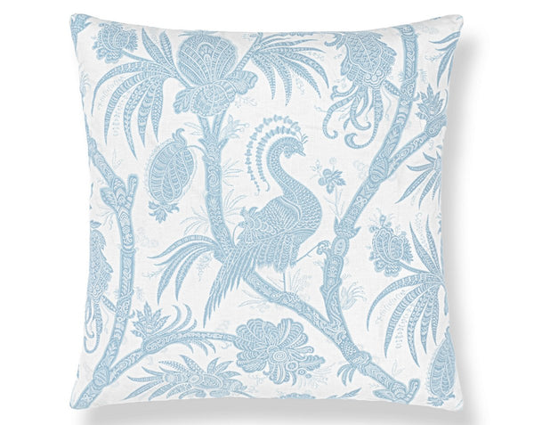 Balinese Peacock Pillow Square 22X22 Sky | Scalamandre