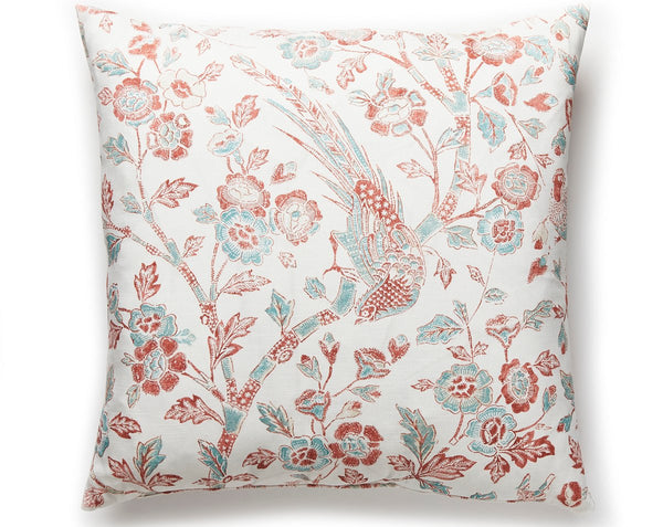 Anissa Print Pillow Square 22X22 Coral Spice | Scalamandre