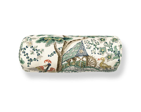 Kelmescott Hand Block Pillow Bolster 21X7 Leaf on Ivory | Scalamandre
