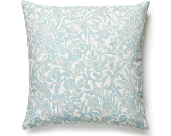 Bali Floral Outdoor Pillow Square 22X22 Surf | Scalamandre