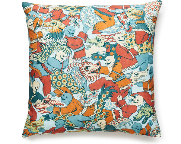 Dragon Dance Pillow Square 22X22 Multi | Scalamandre