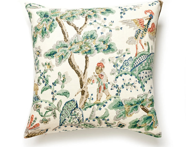 Kelmescott Hand Block Pillow Square 22X22 Leaf on Ivory | Scalamandre