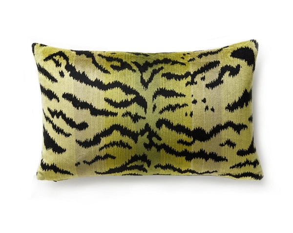 Tigre - Silk Pillow Lumbar 14X22 Greens & Black | Scalamandre