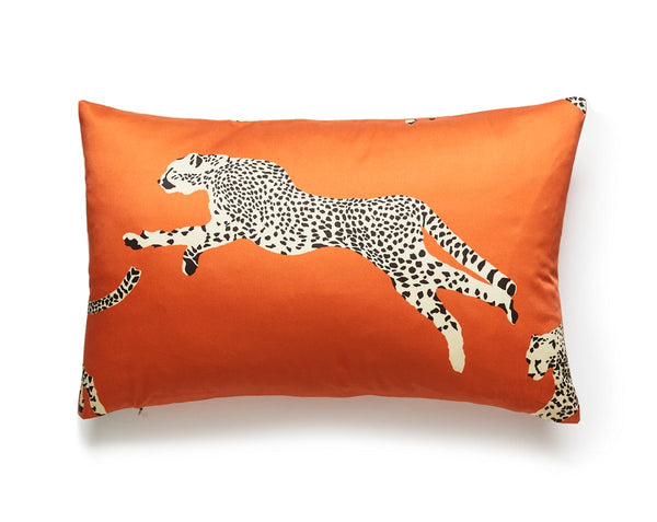 Leaping Cheetah Pillow Lumbar 14X22 Clementine | Scalamandre