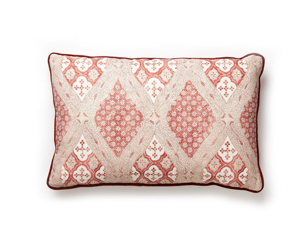 Farrah Print Pillow Lumbar 14X22 Coral Spice | Scalamandre