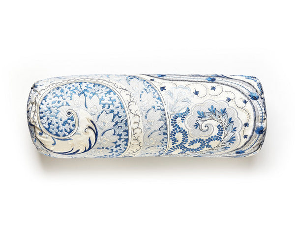 Malabar Paisley Pillow Bolster 21X7 Porcelain | Scalamandre