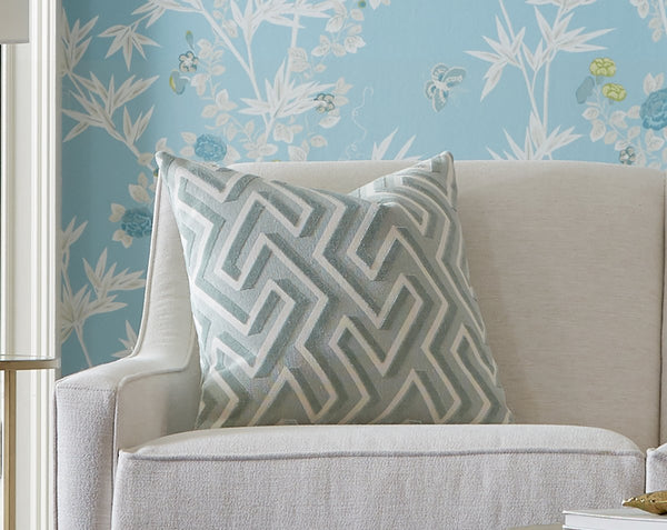 Maze Velvet Pillow Square 22X22 Harbor | Scalamandre