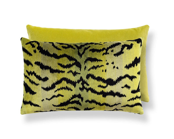 Tigre/velvet Pillow Lumbar 22X14 Greens & Black / Chartreuse | Scalamandre