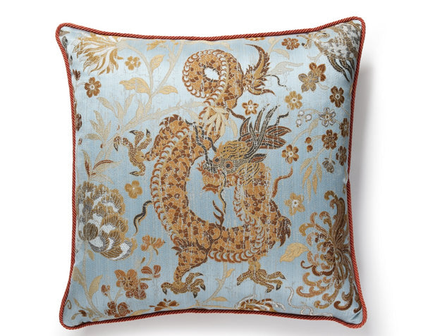 Dragon Tableau Pillow Square 22X22 Copper Sky | Scalamandre