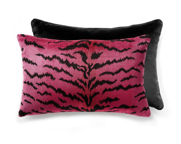 Tigre/velvet Pillow Lumbar 22X14 Reds & Black / Black | Scalamandre