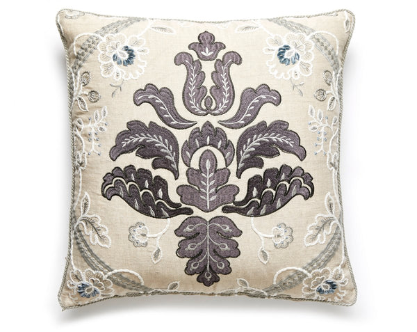 Isabella Embroidery Pillow Square 22X22 Graphite | Scalamandre