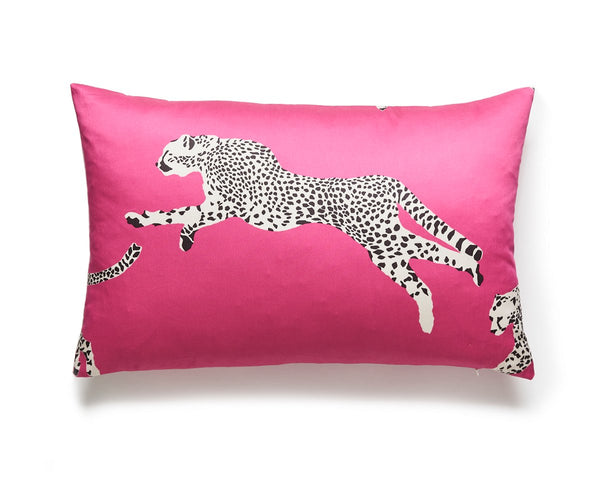Leaping Cheetah Pillow Lumbar 14X22 Bubblegum | Scalamandre