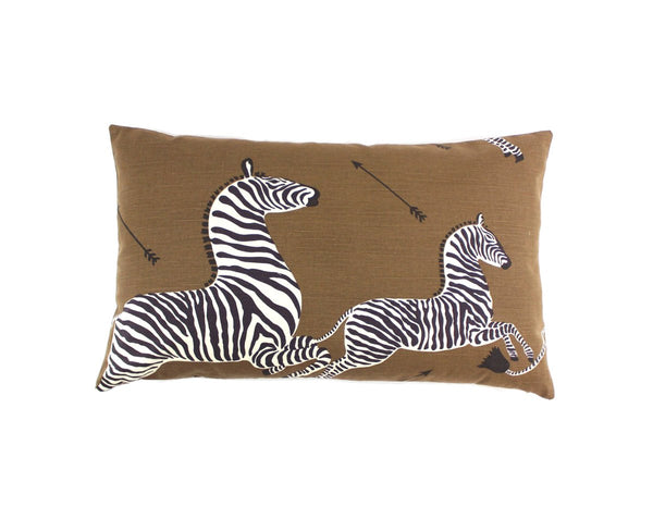 Zebras Pillow Lumbar 14X22 Safari Brown | Scalamandre