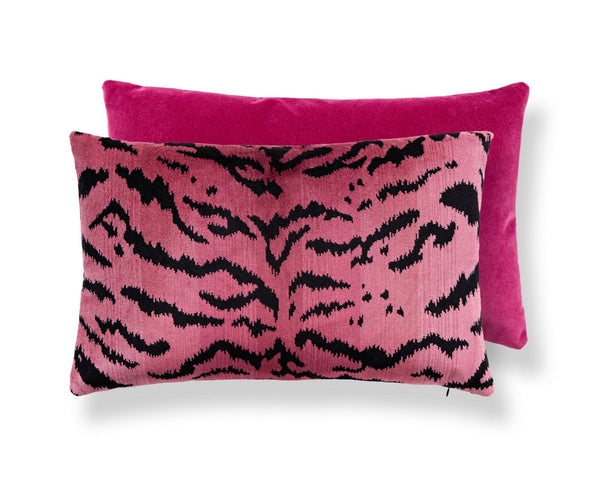 Tigre/velvet Pillow Lumbar 22X14 Reds & Black / Fuchsia | Scalamandre