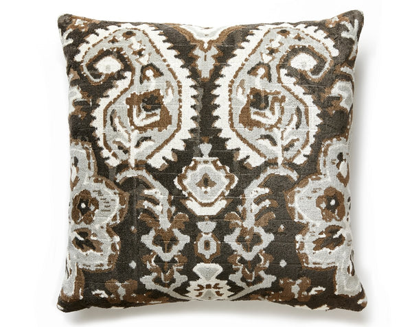 Oushak Linen Velvet Pillow Square 22X22 Smoke | Scalamandre