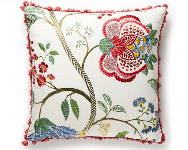 Palampore Embroidery Pillow Square 22X22 Bloom | Scalamandre