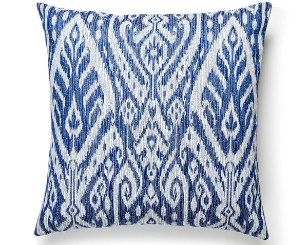 Borneo Ikat Outdoor Pillow Square 22X22 Indigo | Scalamandre
