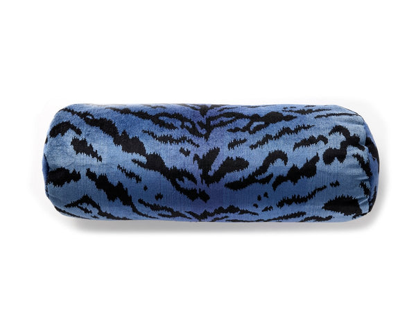 Tigre Pillow Bolster 21X7 Blues & Black | Scalamandre