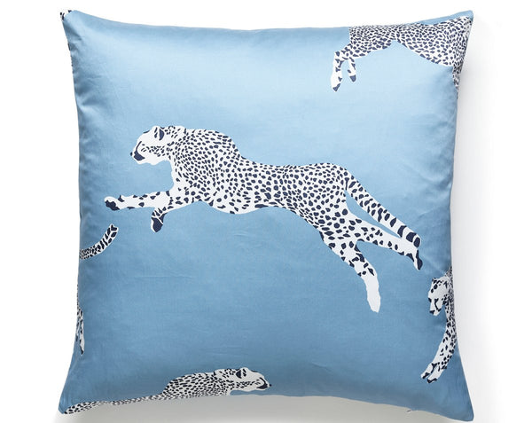 Leaping Cheetah Pillow Square 22X22 Cloud Nine | Scalamandre