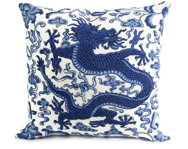 Chi'en Dragon Pillow Square 22X22 Indigo | Scalamandre