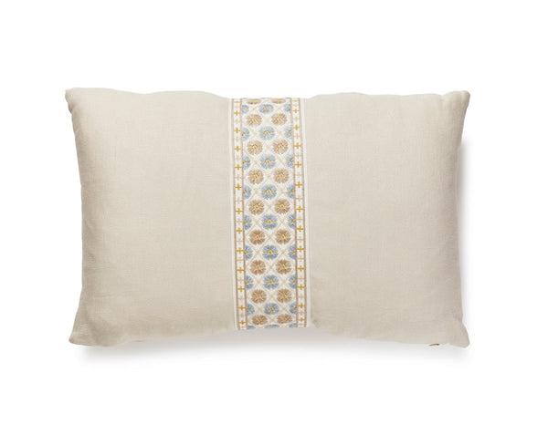 Toscana/hansel Tape Pillow Lumbar 14X22 Flax / Seaside | Scalamandre