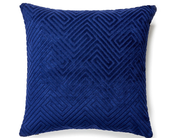 Meander Velvet Outdoor Pillow Square 22X22 Navy | Scalamandre