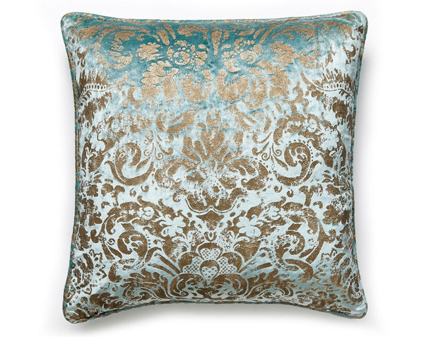Palladio Velvet Damask Pillow Square 22X22 Verdigris | Scalamandre