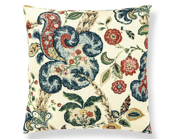 Cumbria Hand Block Pillow Square 22X22 Multi on Cream | Scalamandre