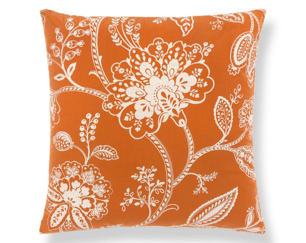 Kaveri Vine Pillow Square 22X22 Mandarin | Scalamandre