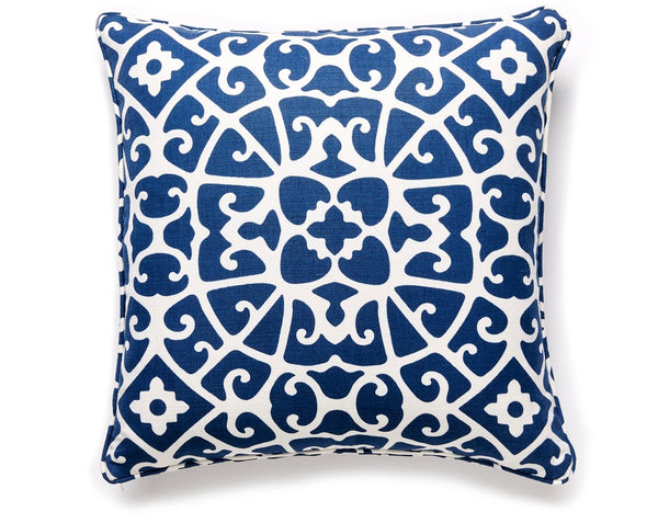 Anshun Lattice Pillow Square 22X22 Indigo | Scalamandre