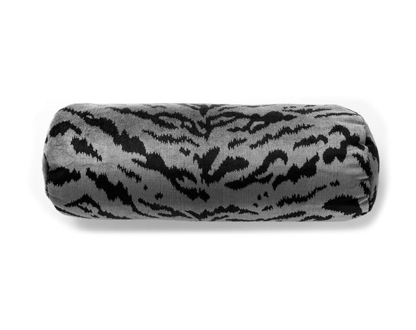 Tigre Pillow Bolster 21X7 Silver & Black | Scalamandre