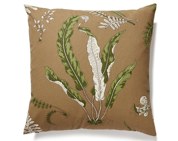 Elsie De Wolfe Outdoor Pillow Square 22X22 Greens on Brown | Scalamandre