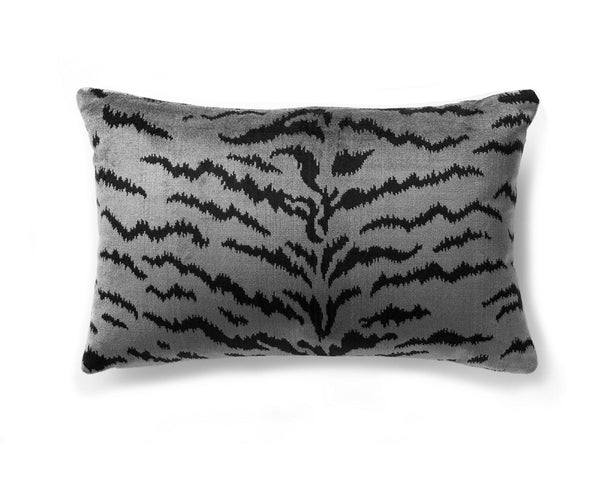 Tigre Pillow Lumbar 14X22 Silver & Black | Scalamandre