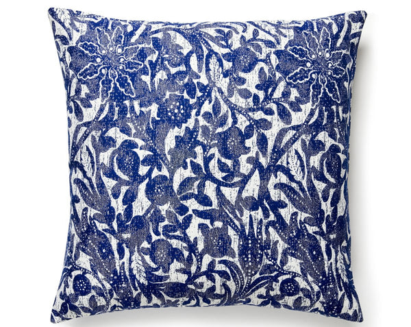 Bali Floral Outdoor Pillow Square 22X22 Ultramarine | Scalamandre
