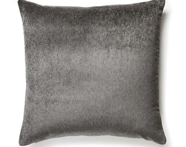 Bay Velvet Outdoor Pillow Square 22X22 Charcoal | Scalamandre