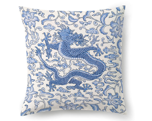 Chi'en Dragon Pillow Square 22X22 Hyacinth Blue | Scalamandre