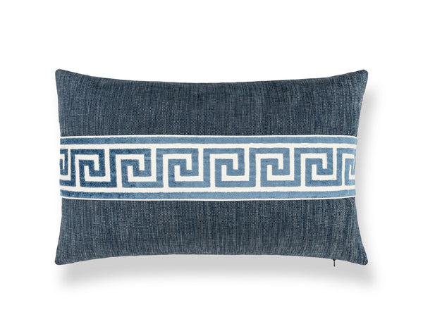 Greek Key Pillow Lumbar 22X14 Denim | Scalamandre