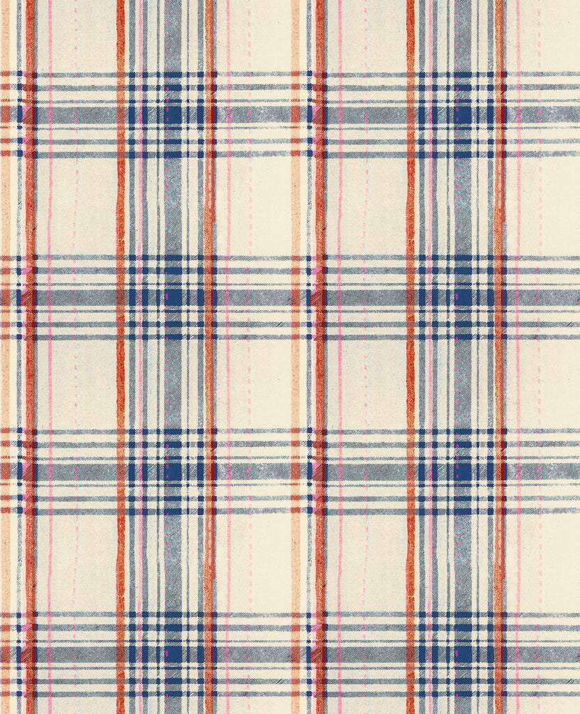 Seaport Plaid Cream Wallpaper | Mind The Gap