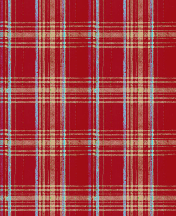 Seaport Plaid - Red Wallcovering | Mind the Gap