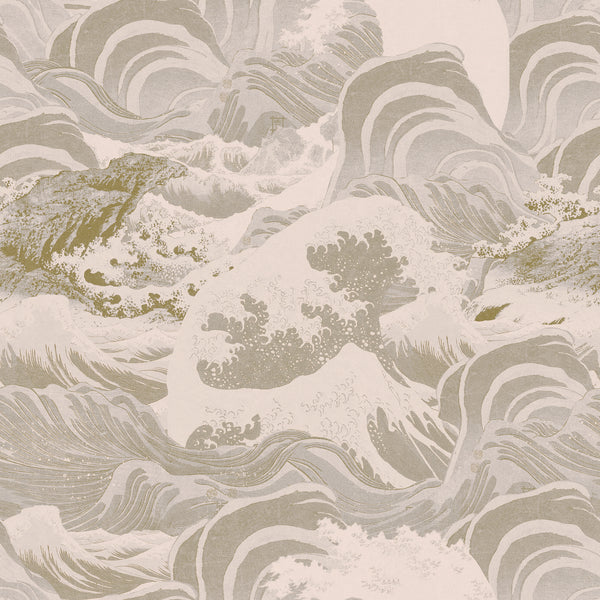 Sea Waves Neutral - Taupe, Grey Wallcovering | Mind the Gap