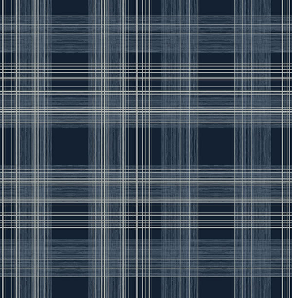 Malibu Ps Rad Plaid Contemporary Plaid - Denim Blue | Peel and Stick Removable Wallcovering