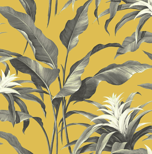 Malibu Ps Palma Tropical Botanical - Golden & Moonstone Grey | Peel and Stick Removable Wallcovering